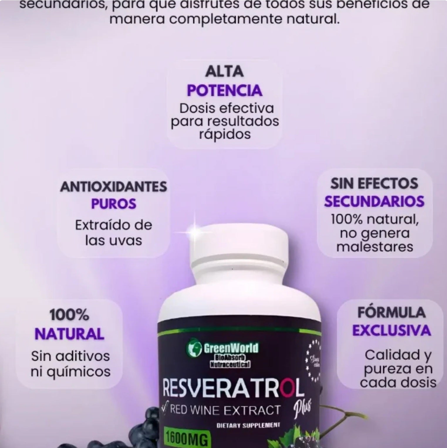 Resveratrol® ORIGINAL: 100 cápsulas (DOSIS PARA 1 MES) Recupera tu energía y enfrenta el día con fuerza+ENVIO GRATIS